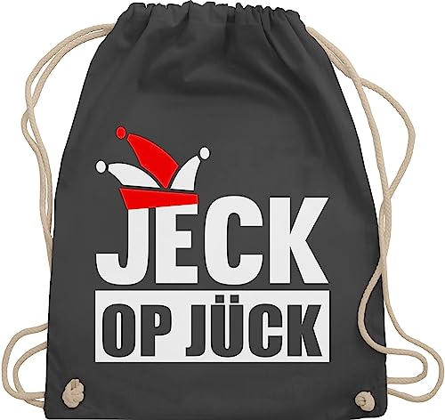 Shirtracer Turnbeutel Rucksack - & Fasching - Taschen - Jeck op Jück Rot Weiß I Rot Weiss Karneval Köln I Rut und Wiess Köln I Karnevals Jecken - Unisize - Dunkelgrau - beutel kölle karnevalsbeutel von Shirtracer