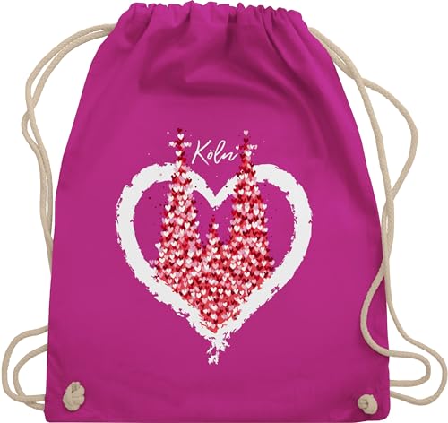Shirtracer Turnbeutel Rucksack - & Fasching - Taschen - Kölner Dom Köln Rot Weiss Karneval I - Unisize - Fuchsia - karnevalsbeutel faschings un stoffturnbeutel karnevalstasche karnevals rut tasche von Shirtracer
