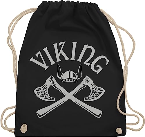 Shirtracer Turnbeutel Rucksack - & Walhalla Herren - Wikinger Viking Nordmänner Odin Walhall Streitaxt - Unisize - Schwarz - vikings wikingeraxt sportbeutel vikinger axt stoffbeutel von Shirtracer