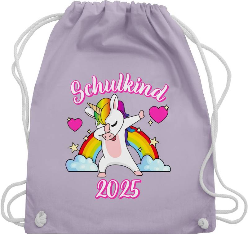 Shirtracer Turnbeutel Schulkind 2025 dabbendes Einhorn Regenbogen, Schulanfang & Einschulung Geschenk Turnbeutel von Shirtracer