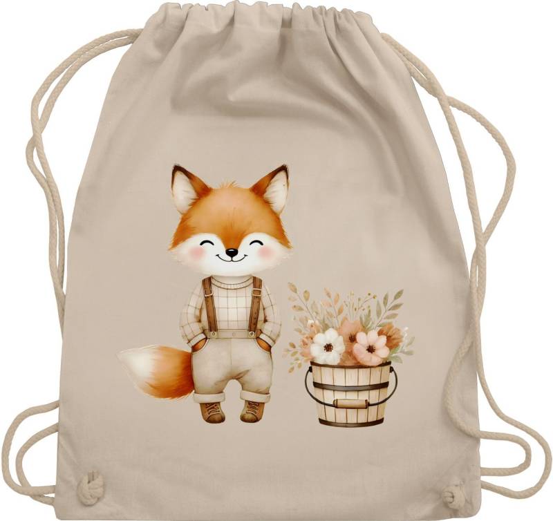 Shirtracer Turnbeutel Süßer Fuchs mit Blumen, Herbstliches Baby und Kinder Motiv, Geschenk, Halloween Beutel von Shirtracer