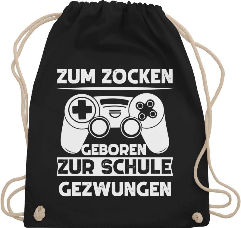 Shirtracer Turnbeutel Zum zocken geboren Schule gezwungen, Nerd Geschenke von Shirtracer