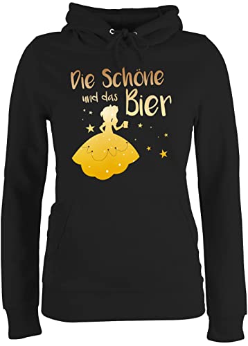 Pullover Damen Hoodie Frauen - JGA Junggesellenabschied - Die Schöne und das Bier - M - Schwarz - jungesellinnenabschied Bier. hoddis Bachelorette Saufen Kapuzenpullover Bridal Shower Alkohol Huddy von Shirtracer