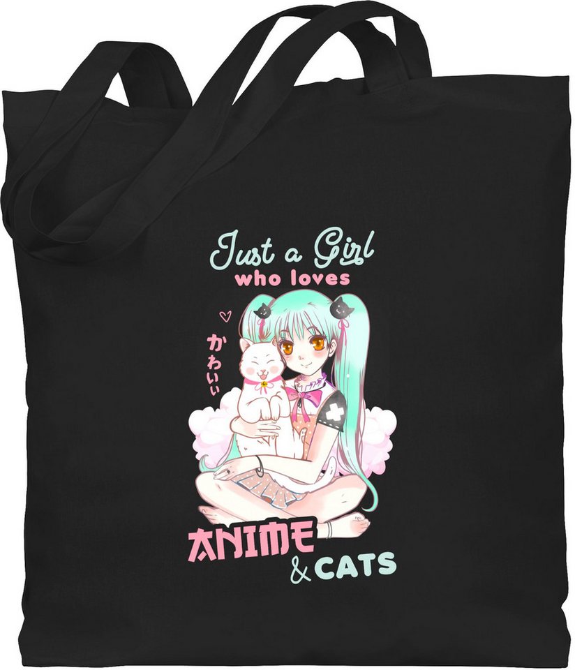 Shirtracer Umhängetasche Just a girl who loves anime & cats, Anime Geschenke von Shirtracer