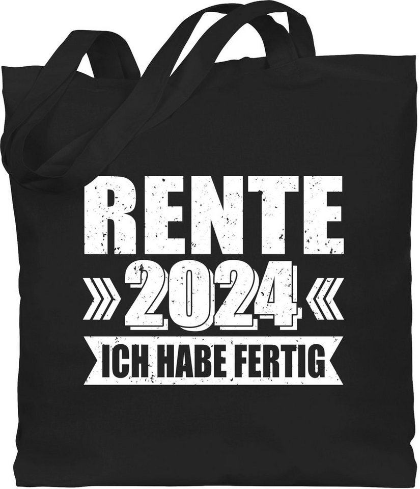 Shirtracer Umhängetasche Rente 2024 ich habe fertig - Schriftzug - weiß, Rentner Geschenk von Shirtracer