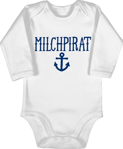 Shirtracer Up to Date Baby - Milchpirat - 6/12 Monate - Weiß - Anker Body Baby - BZ30 - Baby Body Langarm von Shirtracer