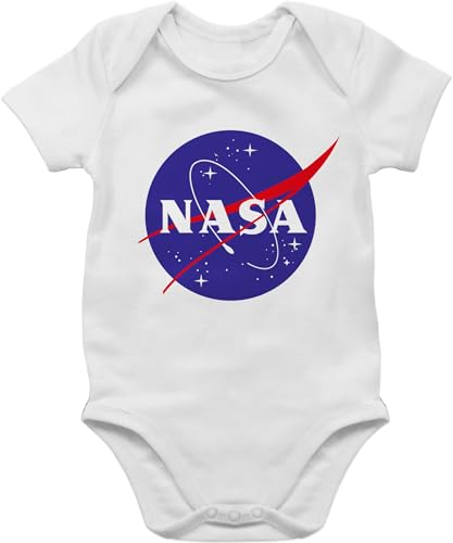 Baby Body Junge Mädchen - Aktuelle Trends - Nasa Meatball Logo - 3/6 Monate - Weiß - patch strampler neugeborene jungsgeschenke babysachen jungen astronaut bodys nerds & geeks buddy babykleidung von Shirtracer