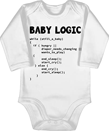 Body langarm Mädchen Junge - Aktuelle Trends - Nerdy Baby Logic - 6/12 Monate - Weiß - strampler babystrampler jungen strampelanzug bodys für baby-mädchen babybodies langarmbody bodie von Shirtracer