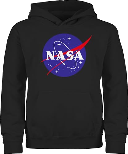 Kinder Hoodie Jungen Mädchen - Trend Kinderkleidung und Co - Raumfahrt Nasa Meatball Logo I - 116 (5/6 Jahre) - Schwarz - nasa+hoodie kind space reitpullover patch pulli sternen pullover astronaut von Shirtracer