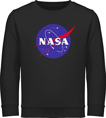 Sweatshirt Kinder Pullover für Jungen Mädchen - Trend Kinderkleidung und Co - Nasa Meatball Logo - 140 (9/11 Jahre) - Schwarz - nasa+pullover patch reitpullover space sweater jungsgeschenke von Shirtracer