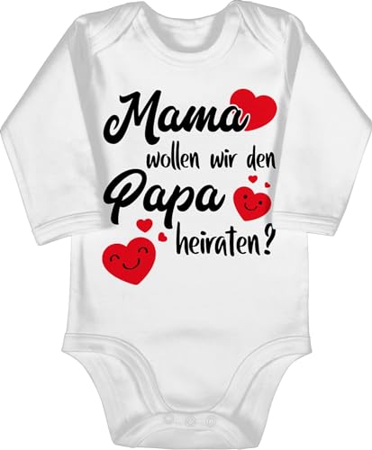 Baby Body langarm Mädchen Junge - Hochzeit - Mama wollen wir Papa heiraten - Heiratsantrag - 12/18 Monate - Weiß - strampler bodies jungen langarmbody bodys long sleeve hochzeitsantrag dad von Shirtracer