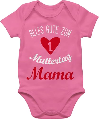 Baby Body Junge Mädchen - Erster Muttertag - Alles gute zum 1. Muttertag - 3/6 Monate - Pink - mamatags 1 babyklamotten happy first mothers day outfit mama mothersday der erste babybody kurzarm von Shirtracer