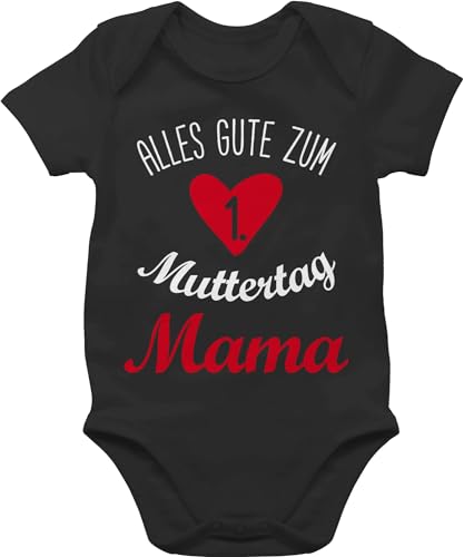 Baby Body Junge Mädchen - Erster Muttertag - Alles gute zum 1. Muttertag - 3/6 Monate - Schwarz - muttertagsbody muttertagsgeschenke muttertagsgeschenk 1.muttertag bodys muttertagsstrampler von Shirtracer