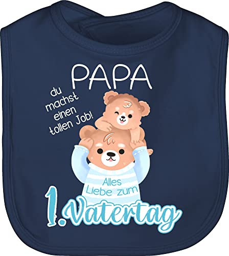 Shirtracer Vatertagsgeschenk Baby Papa Geschenk - Alles Liebe zum 1. Vatertag - Papa Bär und Baby Bär - weiß - Unisize - Navy Blau - Bären Familie - BZ12 - Baby Lätzchen Baumwolle von Shirtracer