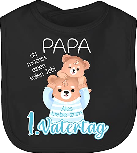 Shirtracer Vatertagsgeschenk Baby Papa Geschenk - Alles Liebe zum 1. Vatertag - Papa Bär und Baby Bär - weiß - Unisize - Schwarz - Baby-Latz - BZ12 - Baby Lätzchen Baumwolle von Shirtracer