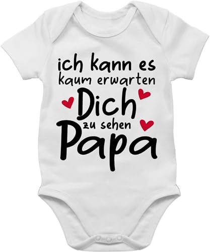 Shirtracer Baby Body Junge Mädchen - Geschenk zum Vatertag - Ich kann es kaum erwarten dich zu sehen Papa - 3/6 Monate - Weiß - outfit männertag bodies babybody+mit+spruch+papa 1.vatertag von Shirtracer