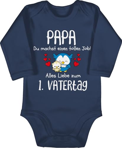 Baby Body langarm Mädchen Junge - Geschenk zum - 1. Vatertag - Papa du machst einen tollen Job - 6/12 Monate - Navy Blau - 1 vatertagsbody papatagsgeschenk tochter babybody vatertagsgeschenk daddy von Shirtracer