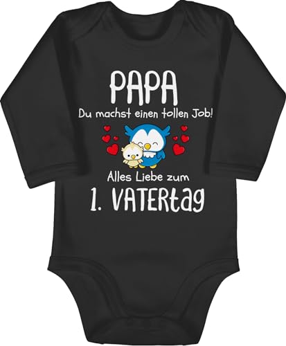 Baby Body langarm Mädchen Junge - Geschenk zum - 1. Vatertag - Papa du machst einen tollen Job - 6/12 Monate - Schwarz - 1 vatertagsbody papatagsgeschenk tochter babybody vatertagsgeschenk daddy von Shirtracer