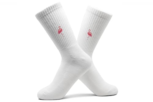 Vogel - Flamingo Socken Flamingos I Tennissocken Flamingo Tennissocken Flamingos - 42-46 - Weiß - damen mit socks herren weiss streifen rosa sportsocken laufsocken strümpfe weiße 39-42 hohe von Shirtracer