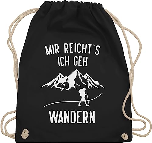 Turnbeutel Rucksack - Laufen Joggen Zubehör - Mir reichts ich geh wandern - Berge - Unisize - Schwarz - wanderzubehör sportbeutel läufer laufsport berg beutel wanderutensilien hobby tüte von Shirtracer