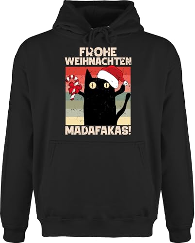 Hoodie Herren Pullover Männer - Geschenke Christmas Bekleidung - Frohe Weihnachten Madafakas Vintage - 5XL - Schwarz - Weihnachtspullover weihnachtsmotiv Pulli weihnachspullis weihnacht Hoody von Shirtracer