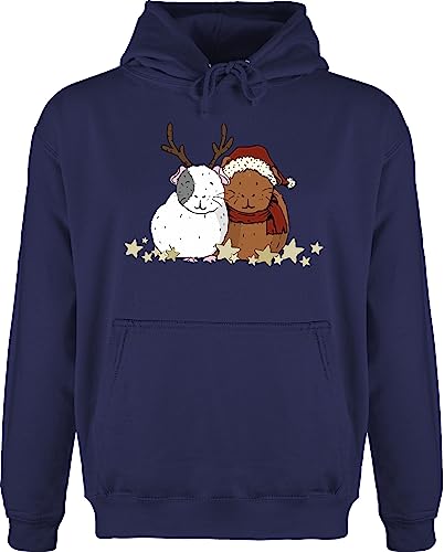 Hoodie Herren Pullover Männer - Weihnachten Geschenke Christmas Bekleidung - Weihnachtliche Meerschweinchen - L - Navy Blau - Weihnachtspullover Baumwolle weihnachtsartikel Hoodies weihnachtdpulli von Shirtracer