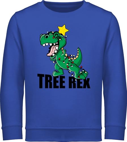 Sweatshirt Kinder Pullover für Jungen Mädchen - Weihnachten Geschenke Christmas - Tree Rex - 116 (5/6 Jahre) - Royalblau - Dino weihnachtssweatshirt weihnachtsmotiv trex reitpullover treerex von Shirtracer