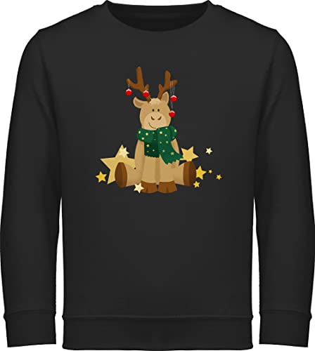 Sweatshirt Kinder Pullover für Jungen Mädchen - Weihnachten Kinder Geschenke Christmas - süßer Elch - 140 (9/11 Jahre) - Schwarz - weihachten weihnachtlich weihnachtliches weihnqchts - JH030K von Shirtracer