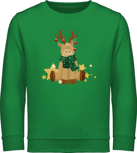 Sweatshirt Kinder Pullover für Jungen Mädchen - Weihnachten Geschenke Christmas - süßer Elch - 140 (9/11 Jahre) - Grün - weihnachtspulli weihnachtssweatshirt weihnachtsmotiv süßes Pulli von Shirtracer