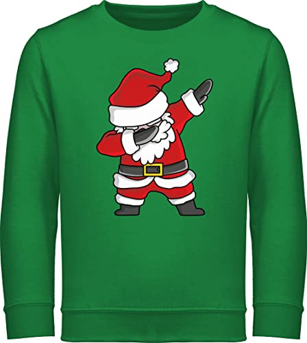 Sweatshirt Kinder Pullover für Jungen Mädchen - Weihnachten Geschenke Christmas - Dabbing Weihnachtsmann - 116 (5/6 Jahre) - Grün - Pulli weihnachtssweater weihnachtsoutfit weihnacht Santa von Shirtracer