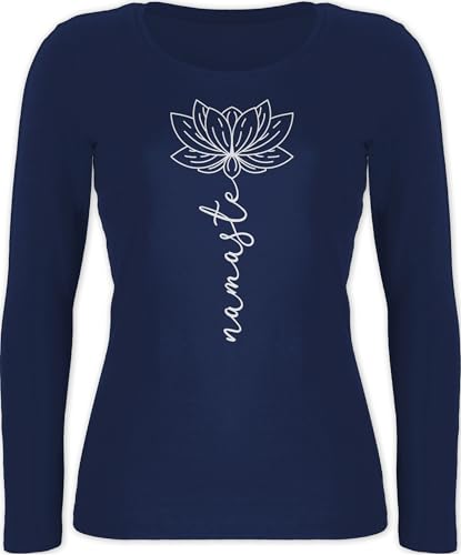 Langarmshirt Damen - und Wellness Geschenk - Namaste Lotusblüte Yoga Chakra - M - Marineblau - Yoga-Bekleidung Yoga-Kleidung Meditation Joga Langarm yogashirtsdamen Yoga-Kleidung, spirituelle Blume von Shirtracer