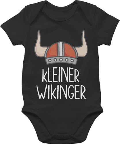 Shirtracer Baby Body Junge Mädchen - & Walhalla - kleiner Wikinger weiß - 3/6 Monate - Schwarz - viking wikinger&walhalla bodys vikings helm bz10 babybody baby-kurzarmbodys babysachen kurzarm von Shirtracer