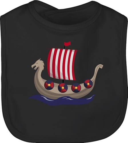 Shirtracer Baby Lätzchen - Wikinger & Walhalla - Wikinger-Schiff - Unisize - Schwarz - viking schiff schlabberlatz vikings wikingerschiff kinderlatz wikinger&walhalla stofflätzchen kinderlätzchen von Shirtracer