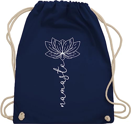 Shirtracer Turnbeutel Rucksack - und Wellness Geschenk - Namaste Lotusblüte Yoga Chakra - Unisize - Navy Blau - gym bags lotus blüten turnsackerl yoga+sprüche stoffbeutel mit kordelzug stoffrucksack von Shirtracer