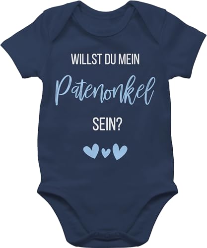 Baby Body Junge Mädchen - Willst du mein Patenonkel sein? Babyblau - 1/3 Monate - Navy Blau - taufpaten fragen strampler pate onkel bodys paten geschenk taufpate patenkind babysachen sprüche sein von Shirtracer