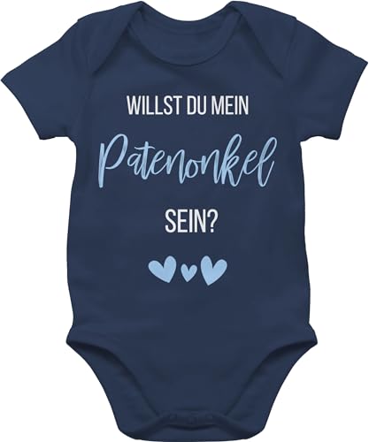 Baby Body Junge Mädchen - Willst du mein Patenonkel sein? Babyblau - 1/3 Monate - Navy Blau - taufpaten fragen für paten onkel patenkind babysachen um zu nach werden pate sein babybodys geschenk von Shirtracer