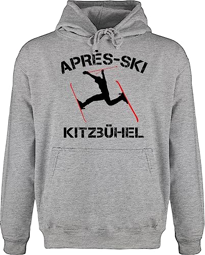 Hoodie Herren Pullover Männer - Skiurlaub - Apres Ski Kitzbühel - XL - Grau meliert - Skifahrer Pulli skioutfit Hoody Skifahren hüttengaudi Wintersport apre Party après après+ski+Party von Shirtracer