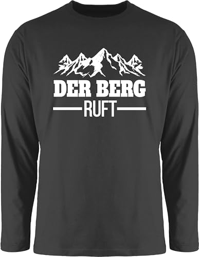 Langarmshirt Herren Langarm Shirt - Skiurlaub Apres Ski - Der Berg Ruft - M - Schwarz - t-Shirts Sport Skifahrer ruf Tshirt t Longshirt skioutfit Berge Longsleeve Skifahren apre Hiking Shirts von Shirtracer