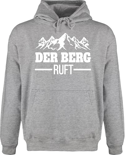 Hoodie Herren Pullover Männer - Skiurlaub Apres Ski - Der Berg Ruft - XL - Grau meliert - Berge Hoody bergmotiv Pulli Bergsteigen Hoodies/pullis Skifahren Mountains der+Berg+Ruft apred der. von Shirtracer