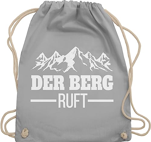 Turnbeutel Rucksack - Skiurlaub Apres Ski - Der Berg ruft - Unisize - Hellgrau - skirucksäcke kinderturnbeutel skifahrer ruf stoffbeutel wanderrucksack skioutfit berge rucksäcke von Shirtracer