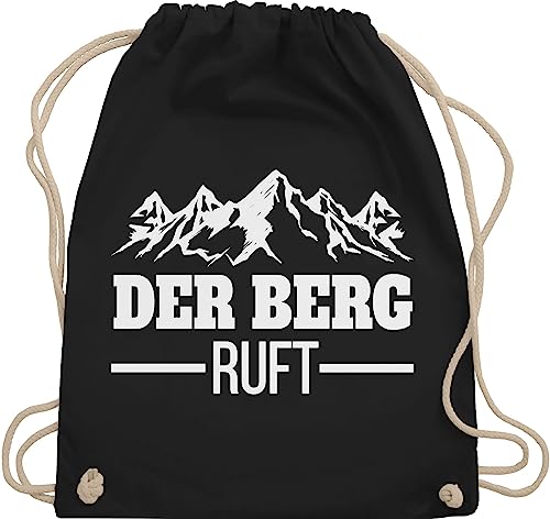 Turnbeutel Rucksack - Skiurlaub Apres Ski - Der Berg ruft - Unisize - Schwarz - skirucksäcke kinderturnbeutel skifahrer ruf stoffbeutel wanderrucksack skioutfit berge rucksäcke von Shirtracer