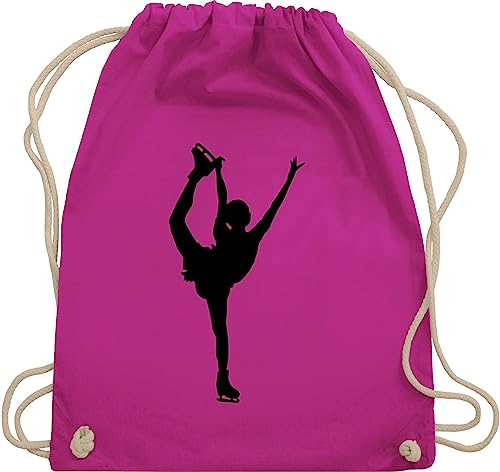 Turnbeutel Rucksack - Snowboard, Ski und mehr - Eiskunstläuferin Einzellaufen - Unisize - Fuchsia - kinderturnbeutel skifahren eislauf baumwollrucksack sport tasche kinder wintersport iceskate von Shirtracer