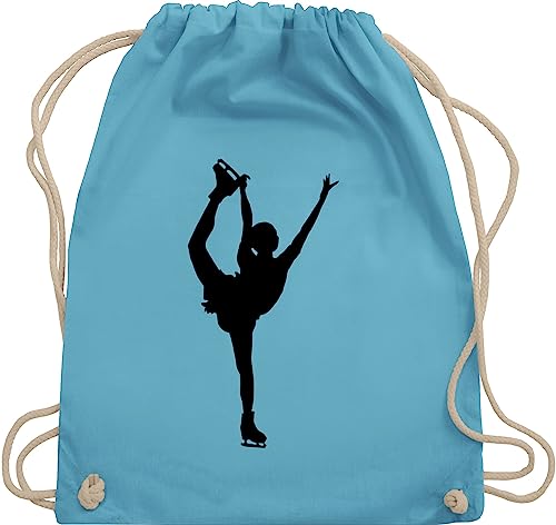 Turnbeutel Rucksack - Snowboard, Ski und mehr - Eiskunstläuferin Einzellaufen - Unisize - Hellblau - kinderturnbeutel skifahren eislauf baumwollrucksack sport tasche kinder wintersport iceskate von Shirtracer