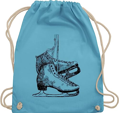 Turnbeutel Rucksack - Snowboard, Ski und mehr - Schlittschuhfahren - Unisize - Hellblau - ice skates beutelrucksäcke iceskater backpack eisschuhe turnsack schlittschuh turnsackerl eislaufen tasche von Shirtracer