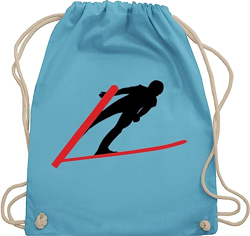 Turnbeutel Rucksack - Snowboard, Ski und mehr - Skispringer Skispringen - Unisize - Hellblau - gym bag wintersport springen sportbeutel turnsack turnsackerl baumwollrucksack rucksäcke backpack von Shirtracer