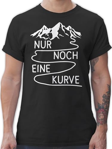 T-Shirt Herren - Wandern - Nur noch eine Kurve - L - Schwarz - t- Shirts männer Wander t Shirt Tshirt t-Shirts Funshirt tischert t-schirt Funshirts t-Shirts Tshirts Fun für Baumwolle Maenner von Shirtracer