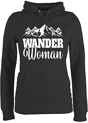 Pullover Damen Hoodie Frauen - Wander Woman - M - Anthrazit meliert - Geschenke zum wandern Sport Berg pullis wandergeschenke Berge Pulli wandergeschenk travel hoddys Wanderkleidung Bergen von Shirtracer