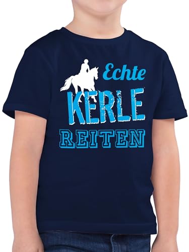 Kinder T-Shirt Jungen - Pferde - Echte Kerle reiten - 164 (14/15 Jahre) - Dunkelblau - pferdeliebhaber Geschenk Tshirt mit pferdespruch t Shirt sprüche Pferd Shirts pferdefans für reitersachen von Shirtracer