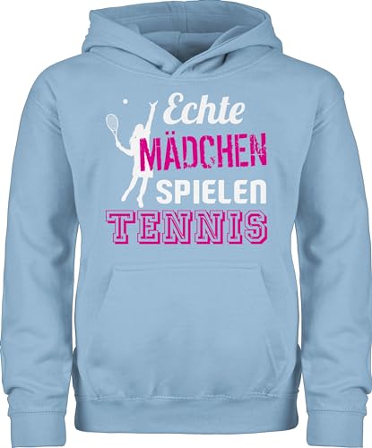 Kinder Hoodie Jungen - Sport Kleidung - Echte Mädchen spielen Tennis - 152 (12/13 Jahre) - Hellblau - frauen hoodies maedchen pollover nur pullover geschenk reitpullover hoody pulli für mädchen, von Shirtracer