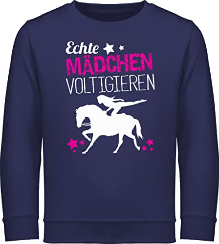 Shirtracer Sweatshirt Kinder Pullover für Jungen - Pferd Pferde - Echte Mädchen voltigieren - 116 (5/6 Jahre) - Navy Blau - pferden sprüche Pulli pferdezubehör pferdeliebe pferdeliebhaberin Reiterin von Shirtracer